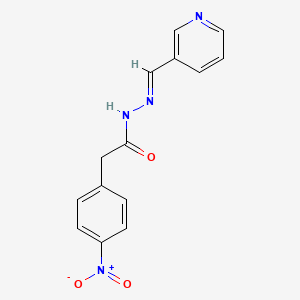 molecular formula C14H12N4O3 B2466600 (E)-2-(4-nitrophenyl)-N'-(pyridin-3-ylmethylene)acetohydrazide CAS No. 2874-43-3