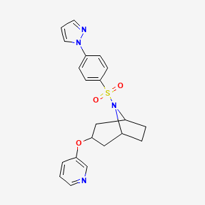 (1R,5S)-8-((4-(1H-pyrazol-1-yl)phenyl)sulfonyl)-3-(pyridin-3-yloxy)-8-azabicyclo[3.2.1]octane