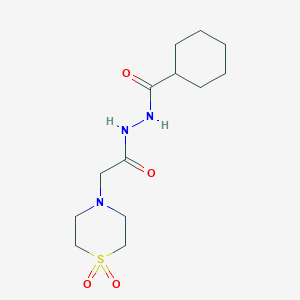 molecular formula C13H23N3O4S B2466609 N'-(cyclohexylcarbonyl)-2-(1,1-dioxo-1lambda~6~,4-thiazinan-4-yl)acetohydrazide CAS No. 860610-43-1