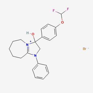3-(4-(difluoromethoxy)phenyl)-3-hydroxy-1-phenyl-3,5,6,7,8,9-hexahydro-2H-imidazo[1,2-a]azepin-1-ium bromide