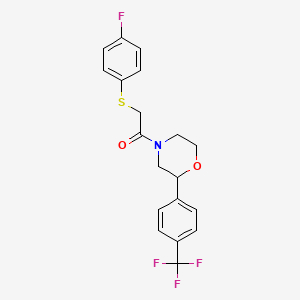 molecular formula C19H17F4NO2S B2466617 2-((4-Fluorophenyl)thio)-1-(2-(4-(trifluoromethyl)phenyl)morpholino)ethanone CAS No. 1351609-33-0