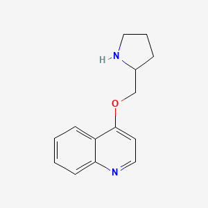 molecular formula C14H16N2O B2466620 4-[(Pyrrolidin-2-yl)methoxy]quinoline CAS No. 1283966-34-6
