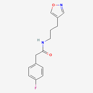 molecular formula C14H15FN2O2 B2466628 2-(4-fluorophenyl)-N-(3-(isoxazol-4-yl)propyl)acetamide CAS No. 1903526-30-6