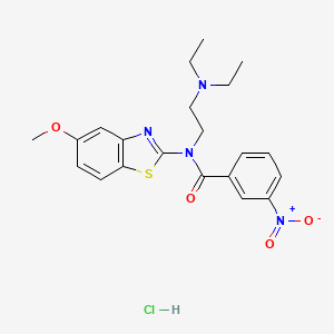 molecular formula C21H25ClN4O4S B2466629 N-(2-(diethylamino)ethyl)-N-(5-methoxybenzo[d]thiazol-2-yl)-3-nitrobenzamide hydrochloride CAS No. 1216700-18-3