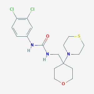 molecular formula C17H23Cl2N3O2S B2466651 1-(3,4-Dichlorophenyl)-3-[(4-thiomorpholin-4-yloxan-4-yl)methyl]urea CAS No. 2415516-53-7