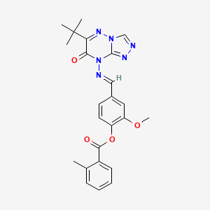 (E)-4-(((6-(tert-butyl)-7-oxo-[1,2,4]triazolo[4,3-b][1,2,4]triazin-8(7H)-yl)imino)methyl)-2-methoxyphenyl 2-methylbenzoate