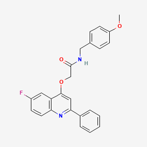 molecular formula C25H21FN2O3 B2466671 2-((6-氟-2-苯基喹啉-4-基)氧基)-N-(4-甲氧基苄基)乙酰胺 CAS No. 1114648-81-5