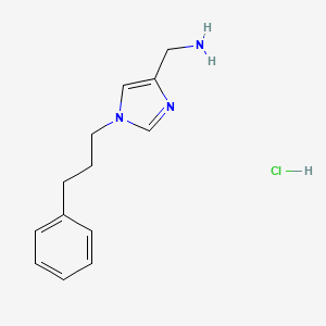 molecular formula C13H18ClN3 B2466684 (1-(3-phenylpropyl)-1H-imidazol-4-yl)methanamine hydrochloride CAS No. 2247849-90-5