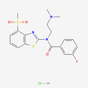molecular formula C19H21ClFN3O3S2 B2466685 N-(2-(dimethylamino)ethyl)-3-fluoro-N-(4-(methylsulfonyl)benzo[d]thiazol-2-yl)benzamide hydrochloride CAS No. 1216994-88-5