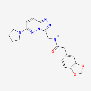 molecular formula C19H20N6O3 B2466687 2-(benzo[d][1,3]dioxol-5-yl)-N-((6-(pyrrolidin-1-yl)-[1,2,4]triazolo[4,3-b]pyridazin-3-yl)methyl)acetamide CAS No. 2034600-36-5