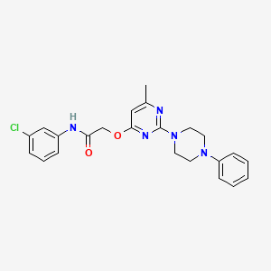 molecular formula C23H24ClN5O2 B2466689 N-(3-chlorophenyl)-2-{[6-methyl-2-(4-phenylpiperazin-1-yl)pyrimidin-4-yl]oxy}acetamide CAS No. 1251633-15-4