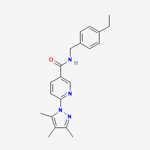 molecular formula C21H24N4O B2466691 N-(4-乙基苄基)-6-(3,4,5-三甲基-1H-吡唑-1-基)烟酰胺 CAS No. 1286709-46-3