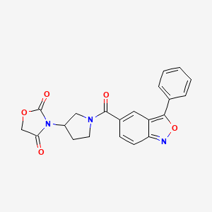 molecular formula C21H17N3O5 B2466694 3-(1-(3-苯基苯并[c]异恶唑-5-羰基)吡咯烷-3-基)恶唑烷-2,4-二酮 CAS No. 2034383-74-7