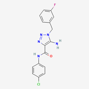 molecular formula C16H13ClFN5O B2466702 5-amino-N-(4-chlorophenyl)-1-(3-fluorobenzyl)-1H-1,2,3-triazole-4-carboxamide CAS No. 902557-04-4