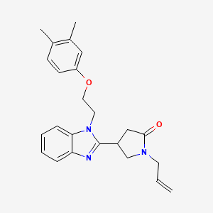 molecular formula C24H27N3O2 B2466703 1-烯丙基-4-(1-(2-(3,4-二甲基苯氧基)乙基)-1H-苯并[d]咪唑-2-基)吡咯烷-2-酮 CAS No. 876887-57-9