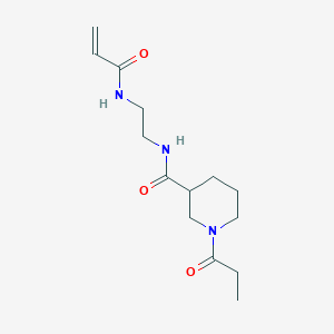 molecular formula C14H23N3O3 B2466707 1-Propanoyl-N-[2-(prop-2-enoylamino)ethyl]piperidine-3-carboxamide CAS No. 2200033-26-5