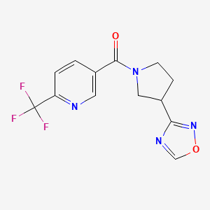 molecular formula C13H11F3N4O2 B2466717 (3-(1,2,4-Oxadiazol-3-yl)pyrrolidin-1-yl)(6-(trifluoromethyl)pyridin-3-yl)methanone CAS No. 2034410-64-3