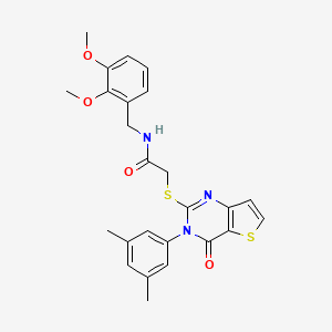 molecular formula C25H25N3O4S2 B2466719 N-(2,3-dimethoxybenzyl)-2-{[3-(3,5-dimethylphenyl)-4-oxo-3,4-dihydrothieno[3,2-d]pyrimidin-2-yl]sulfanyl}acetamide CAS No. 1260906-19-1