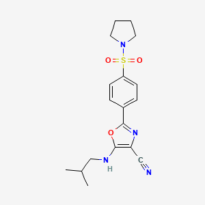 molecular formula C18H22N4O3S B2466725 5-(Isobutylamino)-2-(4-(pyrrolidin-1-ylsulfonyl)phenyl)oxazole-4-carbonitrile CAS No. 941245-04-1