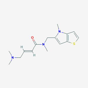 molecular formula C15H21N3OS B2466739 (E)-4-(Dimethylamino)-N-methyl-N-[(4-methylthieno[3,2-b]pyrrol-5-yl)methyl]but-2-enamide CAS No. 2411338-02-6