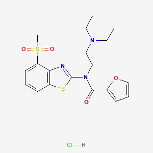 molecular formula C19H24ClN3O4S2 B2466740 N-(2-(diethylamino)ethyl)-N-(4-(methylsulfonyl)benzo[d]thiazol-2-yl)furan-2-carboxamide hydrochloride CAS No. 1216905-05-3