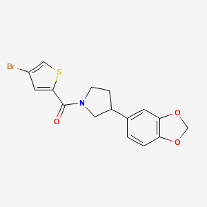 molecular formula C16H14BrNO3S B2466745 (3-(Benzo[d][1,3]dioxol-5-yl)pyrrolidin-1-yl)(4-bromothiophen-2-yl)methanone CAS No. 2034563-20-5