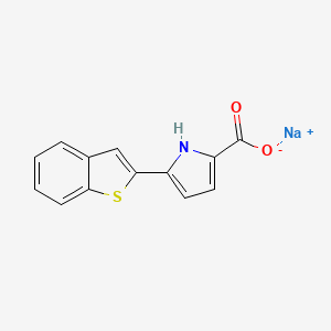 molecular formula C13H8NNaO2S B2466749 Sodium;5-(1-benzothiophen-2-yl)-1H-pyrrole-2-carboxylate CAS No. 2416237-37-9