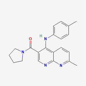 molecular formula C21H22N4O B2466753 (7-Methyl-4-(p-tolylamino)-1,8-naphthyridin-3-yl)(pyrrolidin-1-yl)methanone CAS No. 1251672-42-0