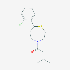 molecular formula C16H20ClNOS B2466756 1-(7-(2-氯苯基)-1,4-噻吩环戊烷-4-基)-3-甲基丁-2-烯-1-酮 CAS No. 1798638-31-9