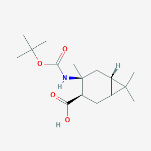 molecular formula C16H27NO4 B2466773 (1R,3R,4S,6S)-4-叔丁氧羰基氨基-4,7,7-三甲基-双环[4.1.0]庚烷-3-羧酸 CAS No. 654680-62-3