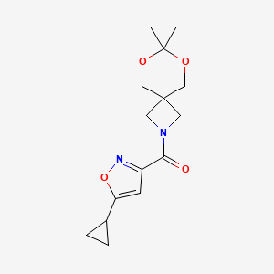 molecular formula C15H20N2O4 B2466784 (5-环丙基异恶唑-3-基)(7,7-二甲基-6,8-二氧杂-2-氮杂螺[3.5]壬烷-2-基)甲酮 CAS No. 1396872-54-0