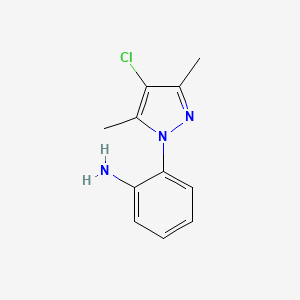 molecular formula C11H12ClN3 B2466794 2-(4-氯-3,5-二甲基-1H-吡唑-1-基)苯胺 CAS No. 1006467-22-6