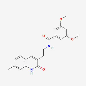 molecular formula C21H22N2O4 B2466804 3,5-dimethoxy-N-[2-(7-methyl-2-oxo-1,2-dihydroquinolin-3-yl)ethyl]benzamide CAS No. 851404-42-7