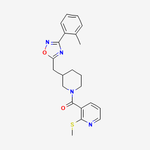 molecular formula C22H24N4O2S B2466815 (3-甲硫基吡啶-2-基)(3-((3-(邻甲苯基)-1,2,4-恶二唑-5-基)甲基)哌啶-1-基)甲酮 CAS No. 1705743-10-7