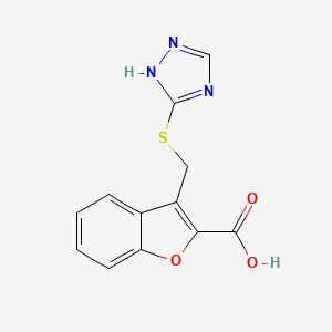 molecular formula C12H9N3O3S B2466826 3-[(4H-1,2,4-三唑-3-基硫烷基)甲基]-1-苯并呋喃-2-羧酸 CAS No. 565210-75-5