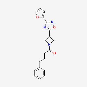 molecular formula C19H19N3O3 B2466828 1-(3-(3-(Furan-2-yl)-1,2,4-oxadiazol-5-yl)azetidin-1-yl)-4-phenylbutan-1-one CAS No. 1428347-84-5