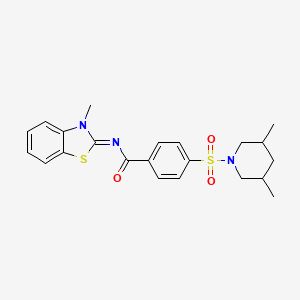 molecular formula C22H25N3O3S2 B2466829 4-(3,5-二甲基哌啶-1-基)磺酰基-N-(3-甲基-1,3-苯并噻唑-2-亚甲基)苯甲酰胺 CAS No. 392323-31-8