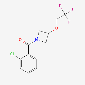 molecular formula C12H11ClF3NO2 B2466830 (2-氯苯基)(3-(2,2,2-三氟乙氧基)氮杂环丁-1-基)甲酮 CAS No. 2034344-58-4