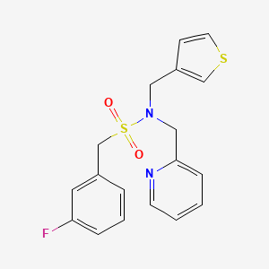 molecular formula C18H17FN2O2S2 B2466832 1-(3-fluorophenyl)-N-(pyridin-2-ylmethyl)-N-(thiophen-3-ylmethyl)methanesulfonamide CAS No. 1286712-42-2