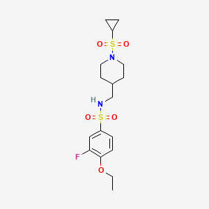 molecular formula C17H25FN2O5S2 B2466833 N-((1-(cyclopropylsulfonyl)piperidin-4-yl)methyl)-4-ethoxy-3-fluorobenzenesulfonamide CAS No. 1286703-74-9