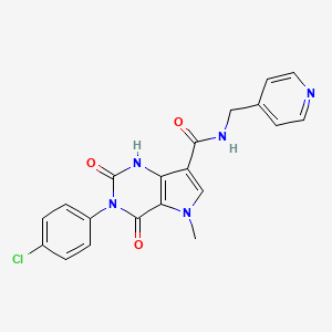 molecular formula C20H16ClN5O3 B2466859 3-(4-氯苯基)-5-甲基-2,4-二氧代-N-(吡啶-4-基甲基)-2,3,4,5-四氢-1H-吡咯并[3,2-d]嘧啶-7-甲酰胺 CAS No. 921852-26-8
