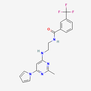 N-(2-((2-methyl-6-(1H-pyrrol-1-yl)pyrimidin-4-yl)amino)ethyl)-3-(trifluoromethyl)benzamide