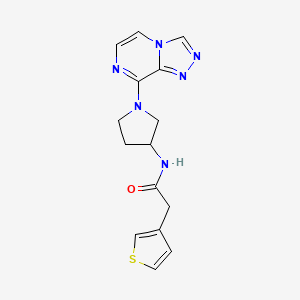 N-(1-([1,2,4]triazolo[4,3-a]pyrazin-8-yl)pyrrolidin-3-yl)-2-(thiophen-3-yl)acetamide