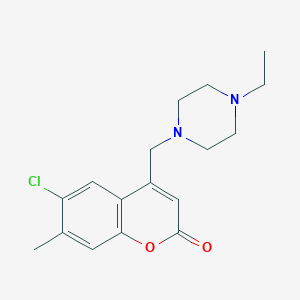 molecular formula C17H21ClN2O2 B2466871 6-chloro-4-((4-ethylpiperazin-1-yl)methyl)-7-methyl-2H-chromen-2-one CAS No. 896839-14-8