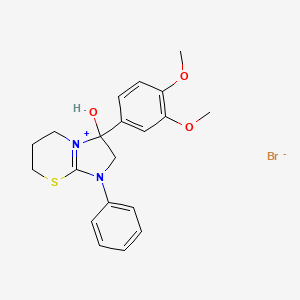 3-(3,4-dimethoxyphenyl)-3-hydroxy-1-phenyl-3,5,6,7-tetrahydro-2H-imidazo[2,1-b][1,3]thiazin-1-ium bromide