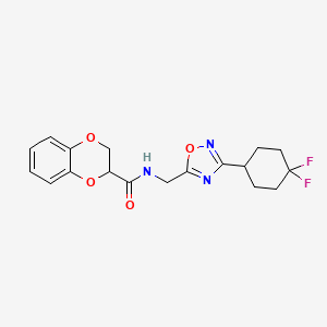 molecular formula C18H19F2N3O4 B2466887 N-((3-(4,4-difluorocyclohexyl)-1,2,4-oxadiazol-5-yl)methyl)-2,3-dihydrobenzo[b][1,4]dioxine-2-carboxamide CAS No. 2034334-11-5