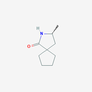 molecular formula C9H15NO B2466891 (3R)-3-甲基-2-氮杂螺[4.4]壬烷-1-酮 CAS No. 2490344-66-4