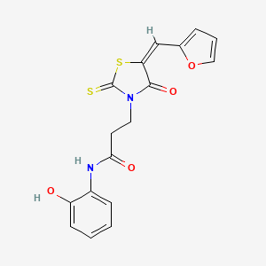 (E)-3-(5-(furan-2-ylmethylene)-4-oxo-2-thioxothiazolidin-3-yl)-N-(2-hydroxyphenyl)propanamide
