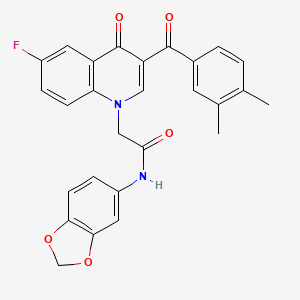 molecular formula C27H21FN2O5 B2466907 N-(1,3-benzodioxol-5-yl)-2-[3-(3,4-dimethylbenzoyl)-6-fluoro-4-oxoquinolin-1-yl]acetamide CAS No. 866339-98-2