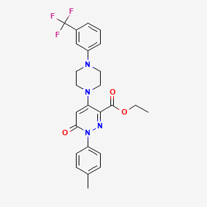 Ethyl 6-oxo-1-(p-tolyl)-4-(4-(3-(trifluoromethyl)phenyl)piperazin-1-yl)-1,6-dihydropyridazine-3-carboxylate